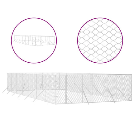 udendørs hundegård 6x14x2 m galvaniseret stål sølvfarvet