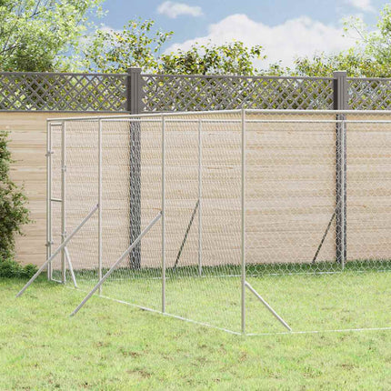 udendørs hundegård 6x14x2 m galvaniseret stål sølvfarvet