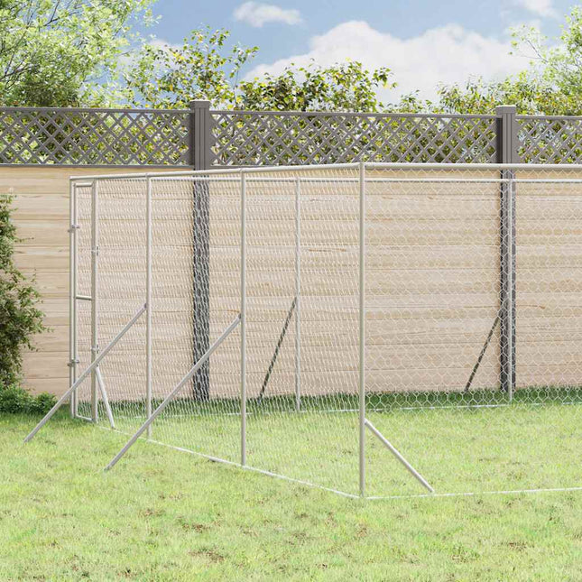 udendørs hundegård 6x14x2 m galvaniseret stål sølvfarvet