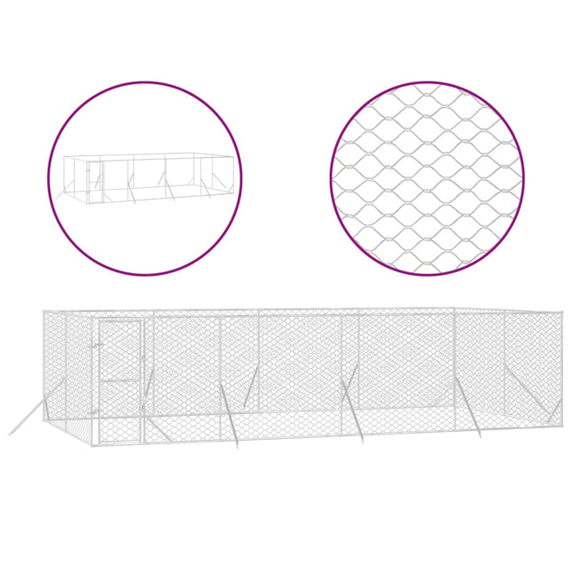 udendørs hundegård 8x4x2 m galvaniseret stål sølvfarvet