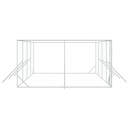 udendørs hundegård 8x4x2 m galvaniseret stål sølvfarvet