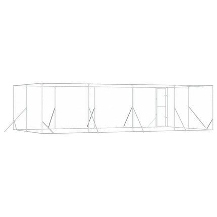 udendørs hundegård 8x4x2 m galvaniseret stål sølvfarvet