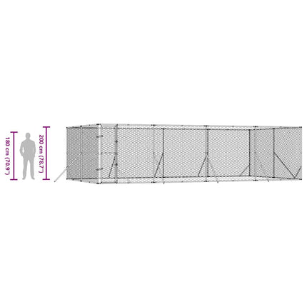 udendørs hundegård 8x4x2 m galvaniseret stål sølvfarvet
