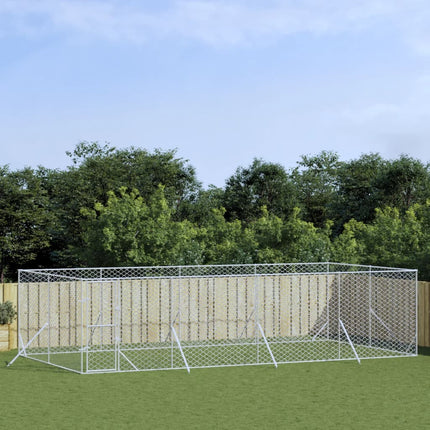 udendørs hundegård 8x4x2 m galvaniseret stål sølvfarvet