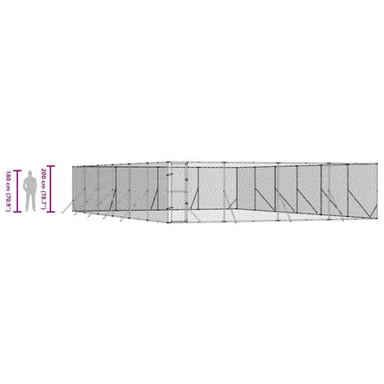 udendørs hundegård 8x12x2 m galvaniseret stål sølvfarvet