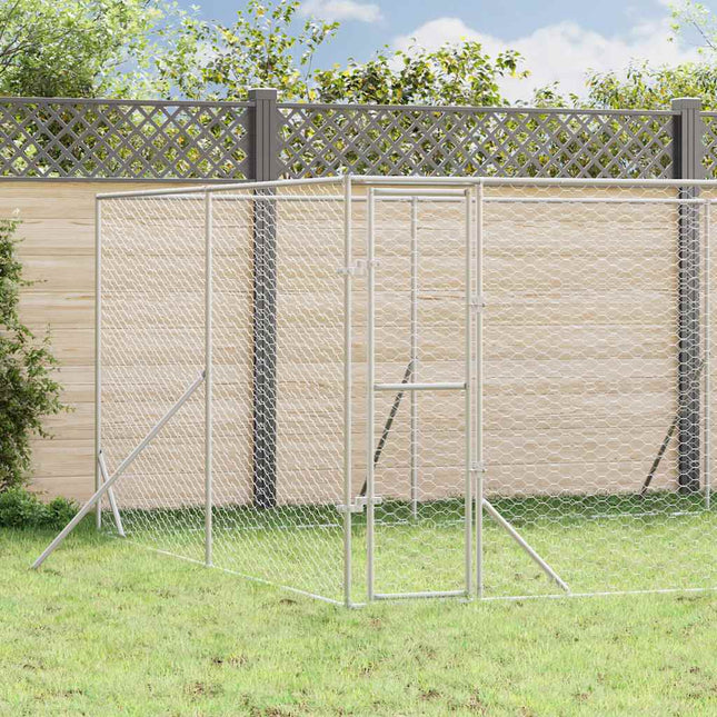 udendørs hundegård 8x12x2 m galvaniseret stål sølvfarvet