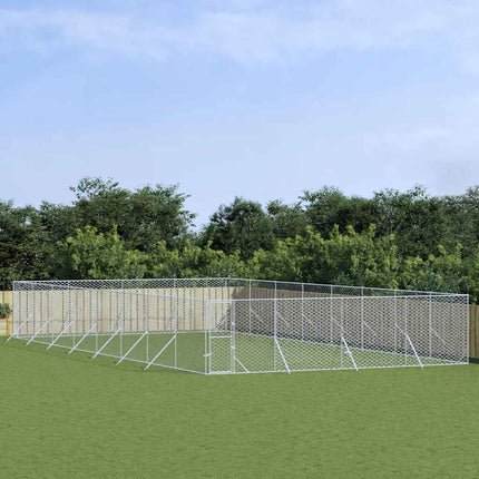 udendørs hundegård 8x16x2 m galvaniseret stål sølvfarvet