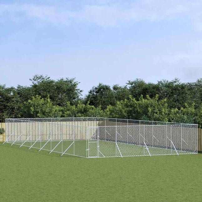 udendørs hundegård 8x16x2 m galvaniseret stål sølvfarvet