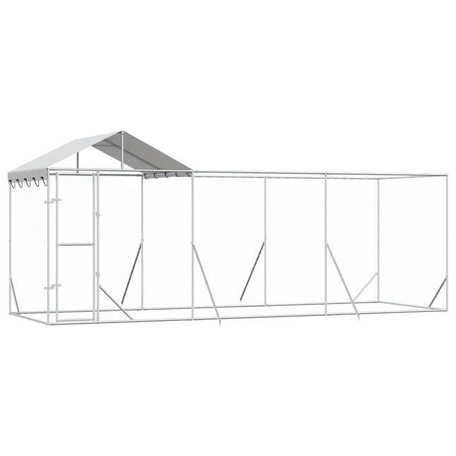 udendørs hundegård med tag 6x2x2,5 m galvaniseret stål sølv