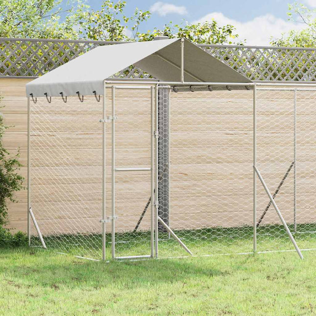 udendørs hundegård med tag 6x2x2,5 m galvaniseret stål sølv