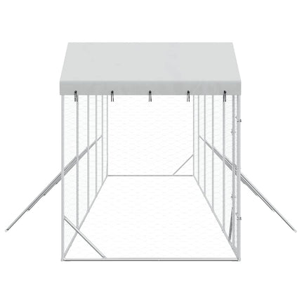 udendørs hundegård med tag 10x2x2,5 m galvaniseret stål sølv