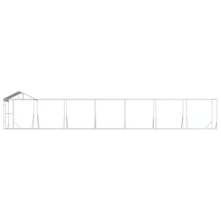 udendørs hundegård med tag 14x2x2,5 m galvaniseret stål sølv