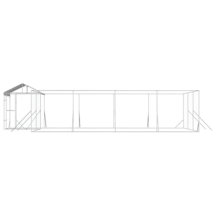 udendørs hundegård med tag 10x6x2,5 m galvaniseret stål sølv