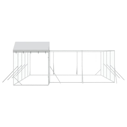 udendørs hundegård med tag 10x6x2,5 m galvaniseret stål sølv