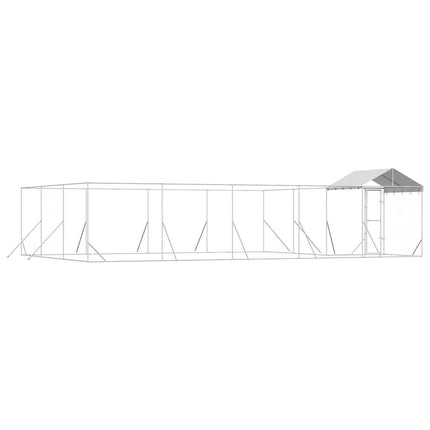 udendørs hundegård med tag 10x6x2,5 m galvaniseret stål sølv