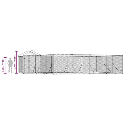 udendørs hundegård med tag 10x6x2,5 m galvaniseret stål sølv