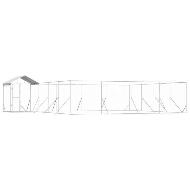udendørs hundegård med tag 10x8x2,5 m galvaniseret stål sølv