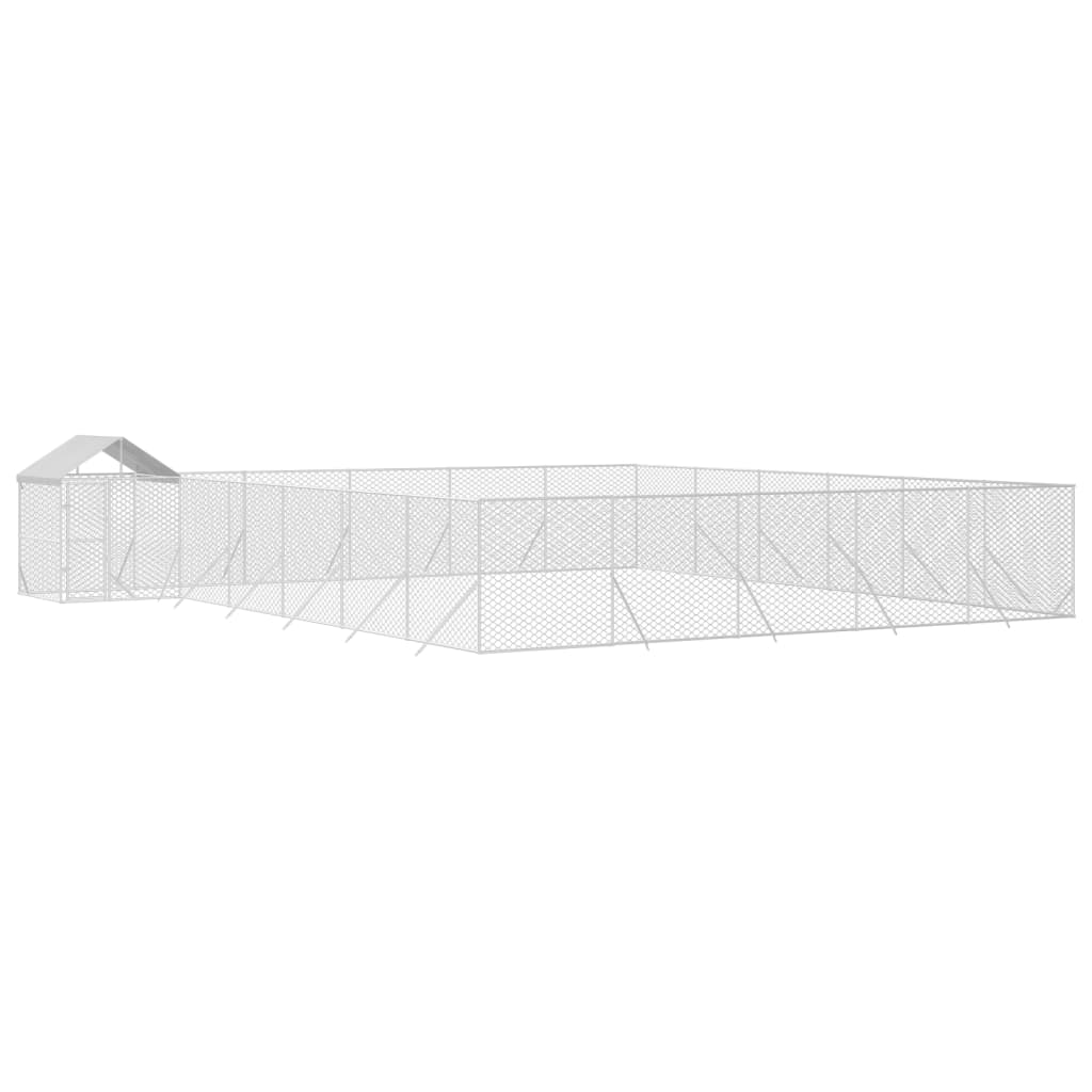 udendørs hundegård med tag 12x12x2,5 m galvaniseret stål sølv