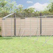 udendørs hundegård med tag 12x12x2,5 m galvaniseret stål sølv