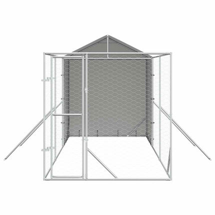 udendørs hundegård med tag 2x6x2,5 m galvaniseret stål sølv