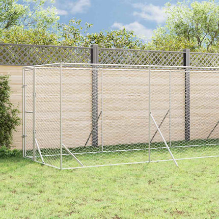 udendørs hundegård med tag 2x10x2,5 m galvaniseret stål sølv