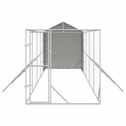 udendørs hundegård med tag 2x10x2,5 m galvaniseret stål sølv