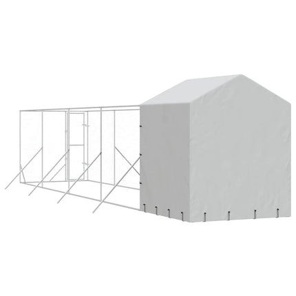 udendørs hundegård med tag 2x10x2,5 m galvaniseret stål sølv