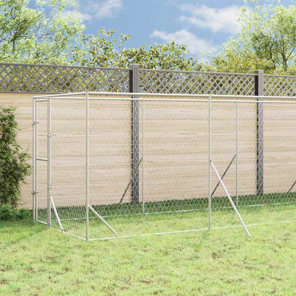 udendørs hundegård med tag 2x14x2,5 m galvaniseret stål sølv