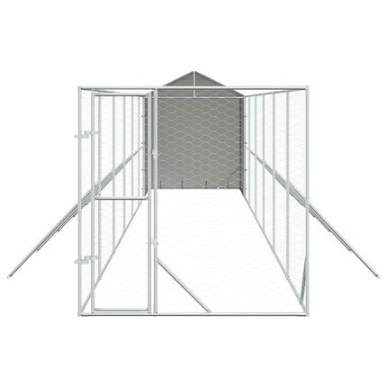 udendørs hundegård med tag 2x14x2,5 m galvaniseret stål sølv
