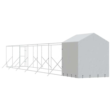udendørs hundegård med tag 2x14x2,5 m galvaniseret stål sølv