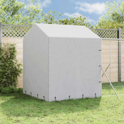 udendørs hundegård med tag 2x14x2,5 m galvaniseret stål sølv