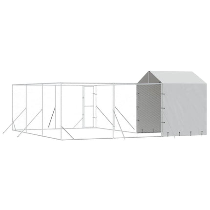 udendørs hundegård med tag 6x6x2,5 m galvaniseret stål sølv