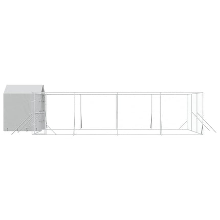 udendørs hundegård med tag 10x6x2,5 m galvaniseret stål sølv