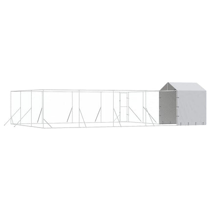 udendørs hundegård med tag 10x6x2,5 m galvaniseret stål sølv