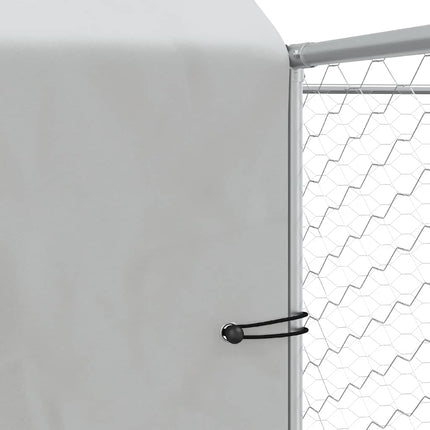 udendørs hundegård med tag 10x6x2,5 m galvaniseret stål sølv