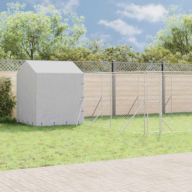 udendørs hundegård med tag 10x6x2,5 m galvaniseret stål sølv