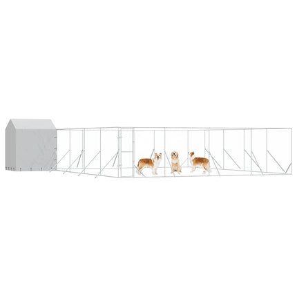 udendørs hundegård med tag 10x10x2,5 m galvaniseret stål sølv