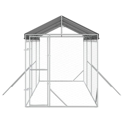 udendørs hundegård med tag 2x6x2,5 m galvaniseret stål sølv