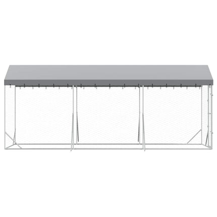 udendørs hundegård med tag 2x6x2,5 m galvaniseret stål sølv