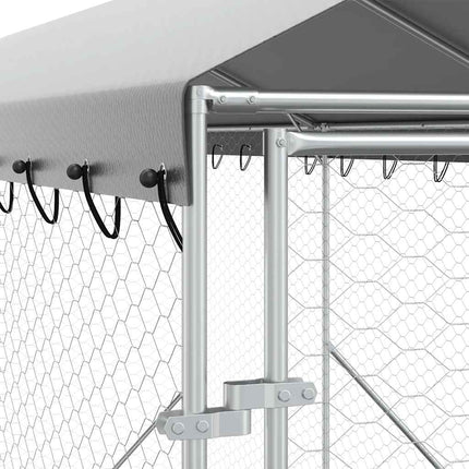 udendørs hundegård med tag 2x6x2,5 m galvaniseret stål sølv
