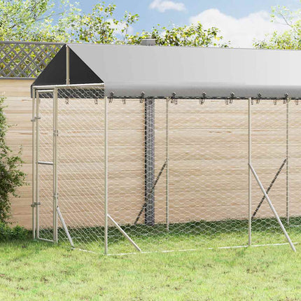 udendørs hundegård med tag 2x6x2,5 m galvaniseret stål sølv