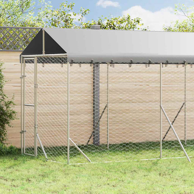 udendørs hundegård med tag 2x6x2,5 m galvaniseret stål sølv