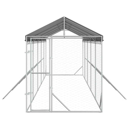 udendørs hundegård med tag 2x10x2,5 m galvaniseret stål sølv