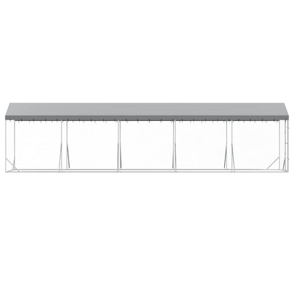 udendørs hundegård med tag 2x10x2,5 m galvaniseret stål sølv