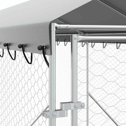 udendørs hundegård med tag 2x10x2,5 m galvaniseret stål sølv