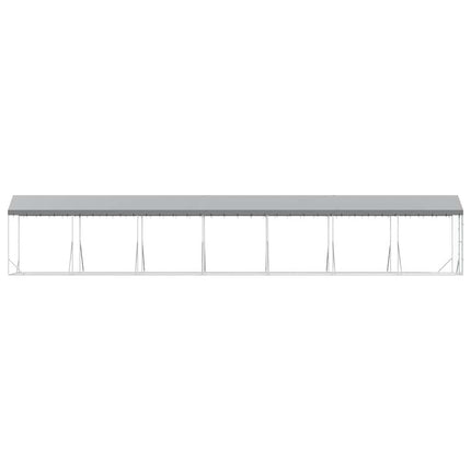 udendørs hundegård med tag 2x14x2,5 m galvaniseret stål sølv