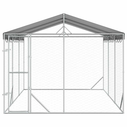 udendørs hundegård med tag 3x4,5x2,5 m galvaniseret stål sølv