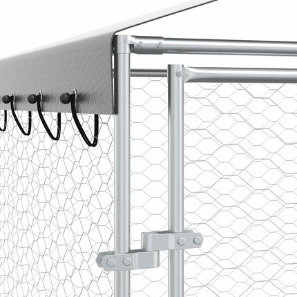 udendørs hundegård med tag 3x4,5x2,5 m galvaniseret stål sølv