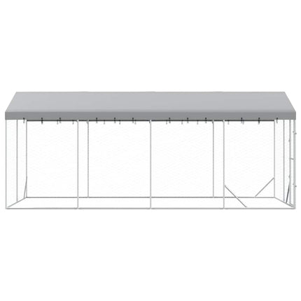 udendørs hundegård med tag 3x6x2,5 m galvaniseret stål sølv