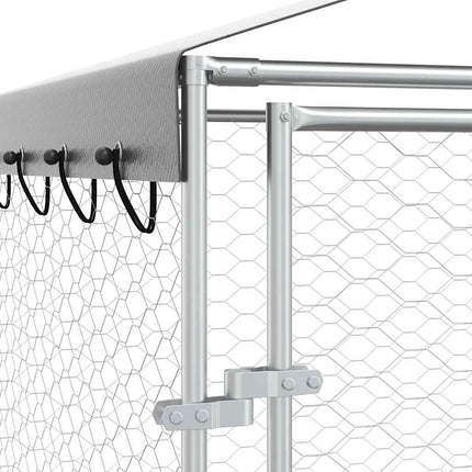 udendørs hundegård med tag 3x7,5x2,5 m galvaniseret stål sølv